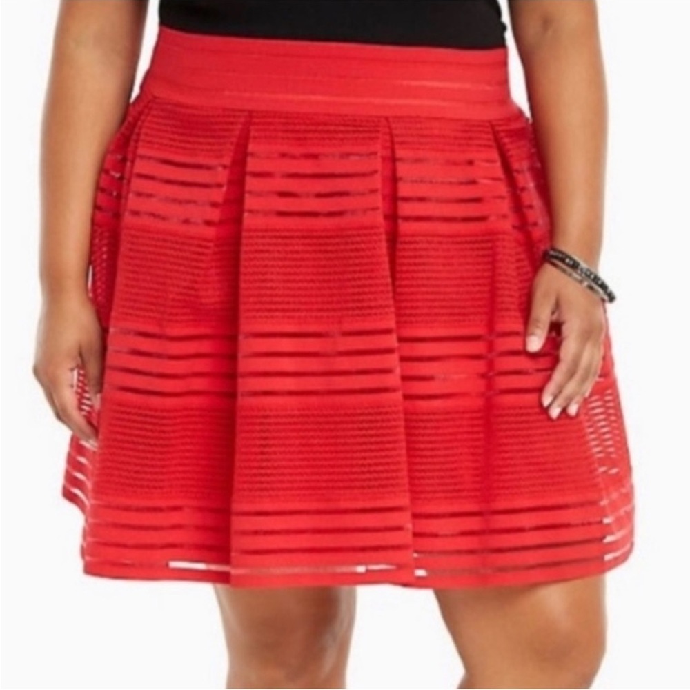 New! Torrid sz‎ 2 Red Elastic Flare Skirt 2X
